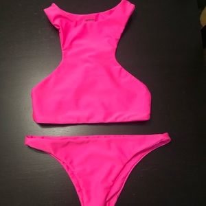 MIKOH Hot Pink Barbados Bikini top + basic bottoms
